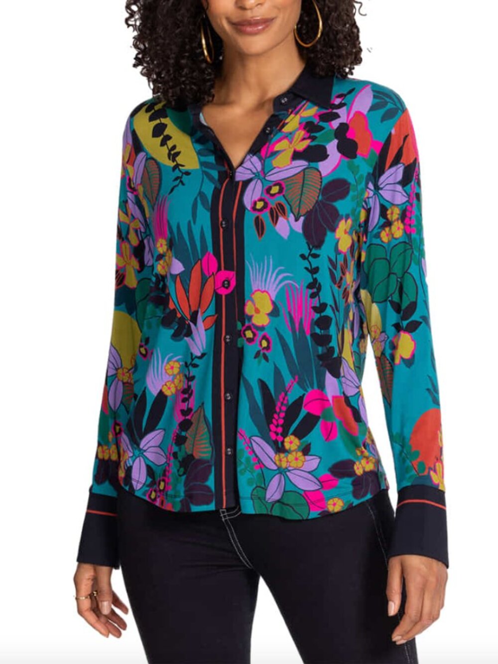 Johnny Was The Janie Favorite Shirt in the House of Flores Print Size M